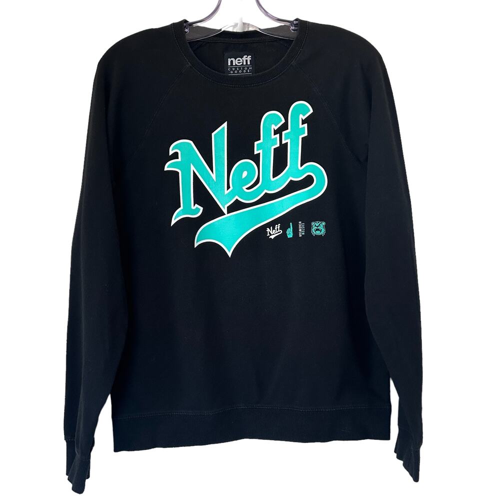 Neff Custom Goods Black Long Sleeve Sweatshirt Lightweight Pullover Size Medium
